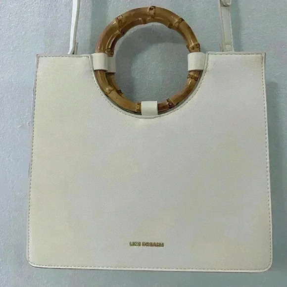 Like dream bamboo handle cross body strap handbag white and beige leather - Picture 5 of 7